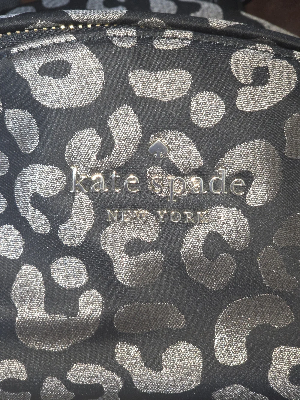 kate spade New York Metallic Leopard Print Backpack - Black & Silver